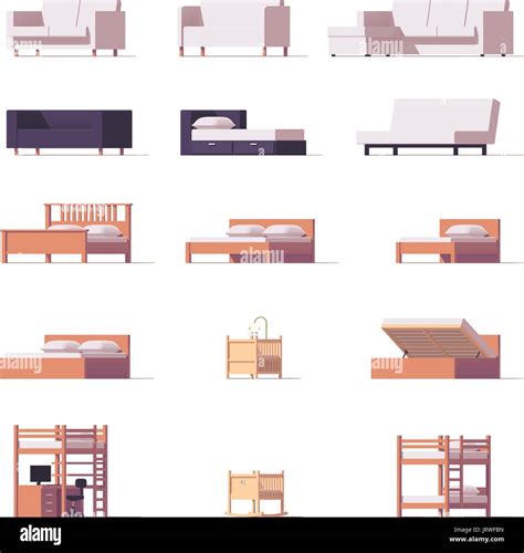 Vector Beds And Sofas Set Stock Vector Image And Art Alamy