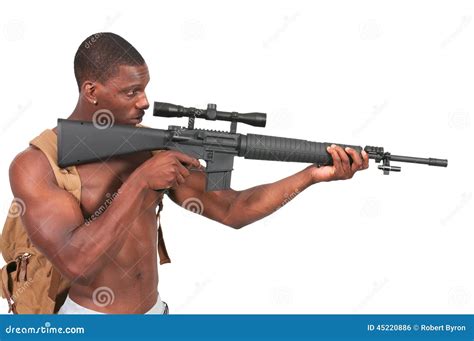 Man With Assault Rifle Stock Photo Image Of Male Minority 45220886