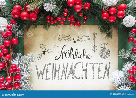 Christmas Decoration German Calligraphy Frohe Weihnachten Means Merry