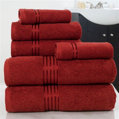 Lavish Home 100 Egyptian Cotton Hotel Towel Set In Burgundy 6 Piece