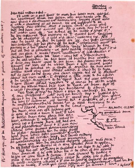 Sylvia Plath Autograph Letter Signed To Edith And William Hughes