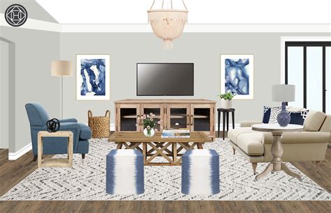 Contemporary Coastal Transitional Living Room Design By Havenly