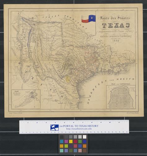 Karte Des Staates Texas Aufgenommen In Die Union 1846 Nach Der
