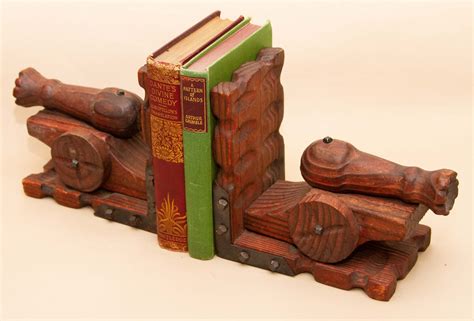 Medieval Style Vintage Cannon Wooden Bookends Mediaeval Armory Castle