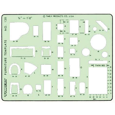 This die cut template is precision made and may be used over and over. Timely Furniture Planner Template (130T)