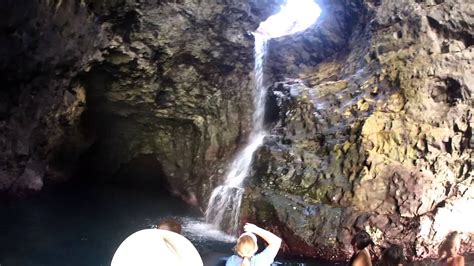 Waterfall Inside A Sea Cave On The Na Pali Coast Kauai Youtube