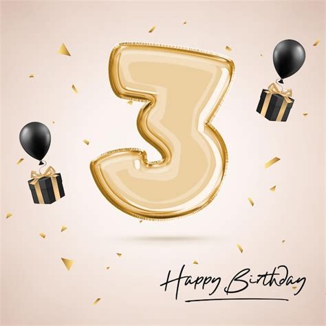 Comemorando Um Aniversário De Três Anos Aniversário Número 3 Balão