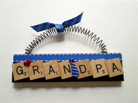 Grandpa Fathers Day Scrabble Tile Ornament Etsy Scrabble Crafts