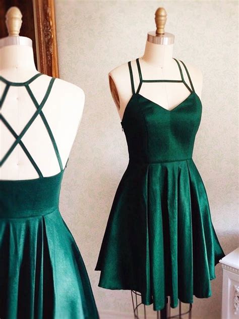 Cleaning a wedding dress can be intimidating. Simple A-Line Strap Square Sleeveless Dark Green Satin ...