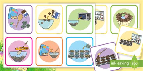 5 Step Sequencing Cards Making Chocolate Rice Crispy Cakes