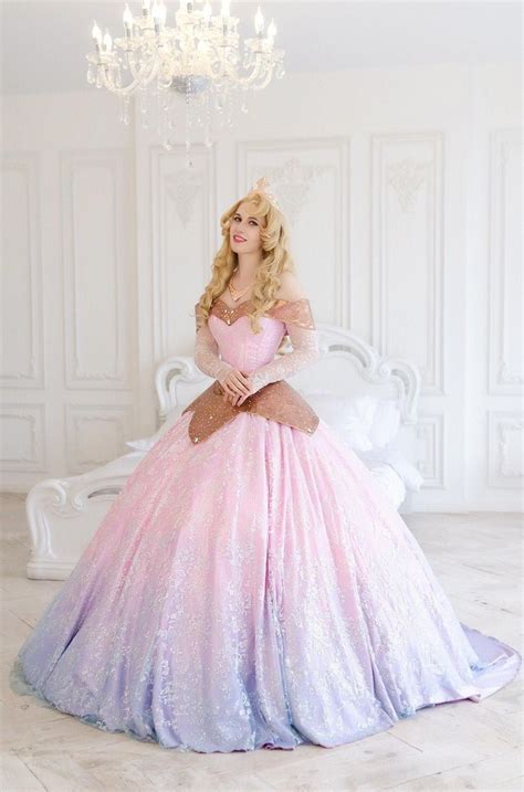 Princess Aurora Disney Dress Costume Cosplay Gown Womens Etsy In