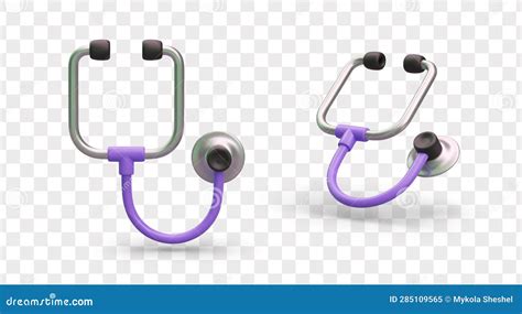 Realistic Purple Stethoscope Device For Listening To Lungs Heart