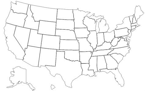 Black And White Map Of United States Printable