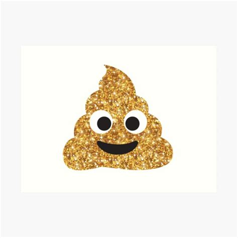 Funny Hilarious Glitter Gold Poop Emoji Texting Vibes Art Print For