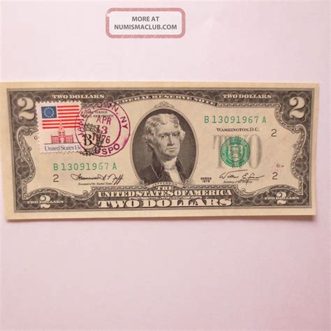 1976 2 Two Dollar Bill First Day Issue With Stamp Postmarked Jamestown Ny