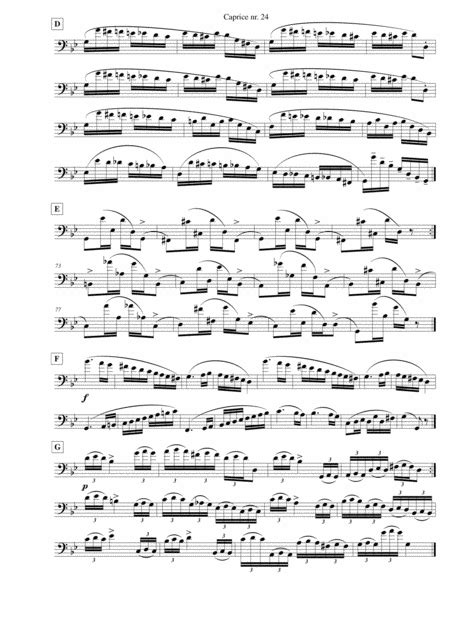 Caprice No 24 For Solo Euphonium Paganini Music Sheet Download