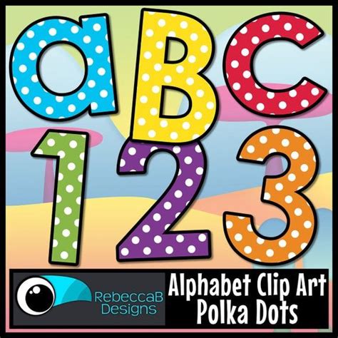Alphabet Letters And Numbers Clip Art Polka Dot Clip Art Etsy