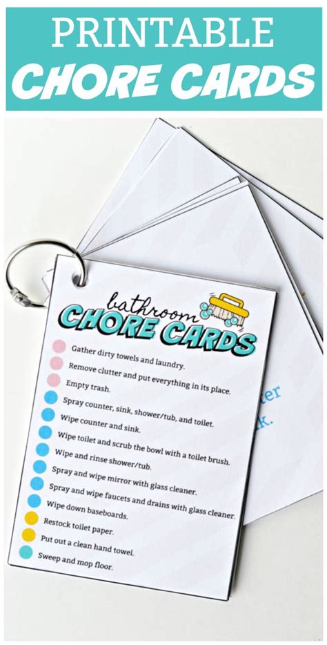 Printable Chores Cards And Checklists Printable Chore Cards Chore
