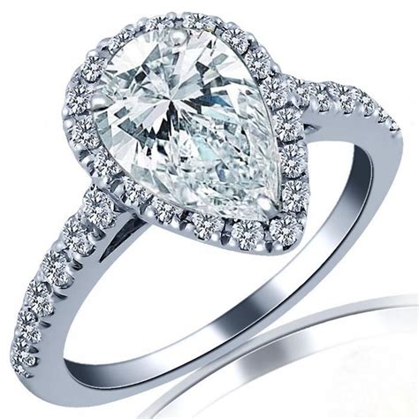 gia certified pear shaped diamond diamond engagement ring natural diamond micro pave halo
