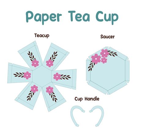 Printable 3d Paper Tea Cup Template Templates Printable Free Printable