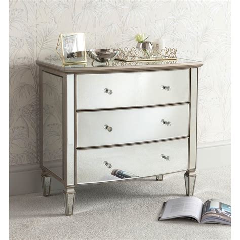 This chest of drawers is perfect for a baby's nursery. Lourve Mirrored Chest of Drawers | Glass Mirrored ...