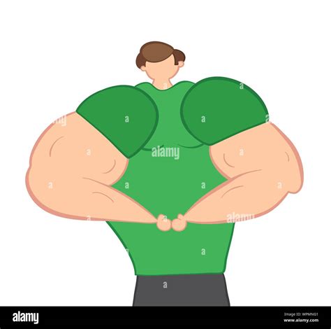 Vector Illustration Muscular Man Showing Arm Muscles Hand Drawn