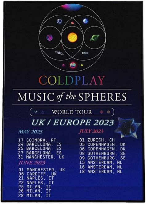 Coldplay Tour 2023 Poster Coldplay Music Of The Spheres Tour Dates