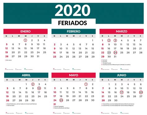 Calendario 2020 Argentina Con Feriados Para Imprimir