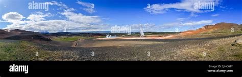 The Volcanic Landscape Around Leirhnjukur Volcano In Iceland Sulphur