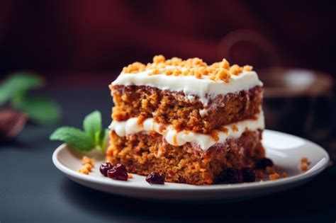 Pastel De Zanahoria Con Glaseado De Queso Crema En Un Plato Blanco