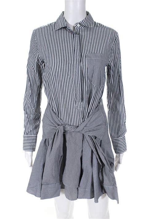 Derek Lam 10 Crosby Womens Striped Tie Waist Mini Shirt Dress Size 2 Ebay