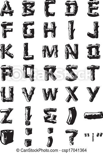 Clip Art Vector Of Wood Letters Alphabet Letters On Board Formed From