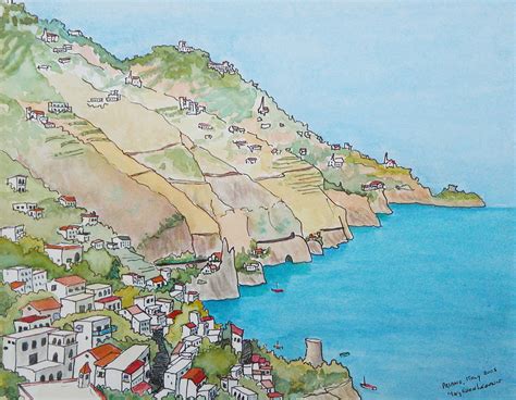 Amalfi Coast Praiano Italy Painting By Mary Ellen Mueller