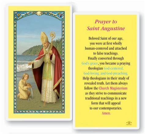 St Augustine Prayer Laminated Holy Card