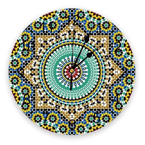 Morocco Colorful Flowers Arabesque Wall Clock Decorative For Living