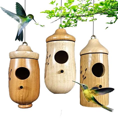 Imucci Pcs Natural Wood Hummingbird House New Hummingbird Houses