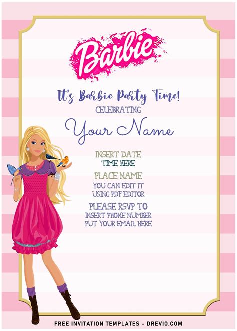 Download Now Free Editable Pdf Adorable Barbie Big City Dream Themed Birthday Invitation