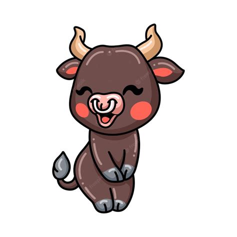 Premium Vector Cute Baby Bull Cartoon Posing
