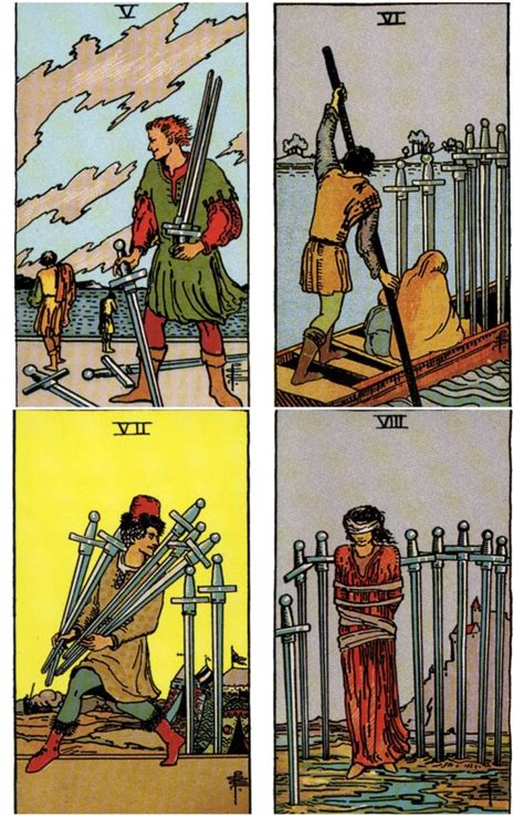 Significado de las cartas del tarot: del cinco al ocho de espadas