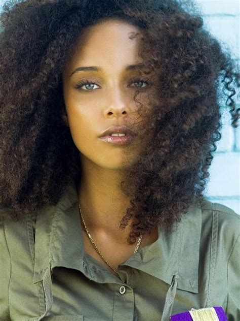Whether they've always been bonafide curly girls or they take a break from extensions every now and then to embrace natural hair, there's a ton of styles worth stealing from the hottest celebs. Beautiful black female with blue eyes. | Curly hair styles ...