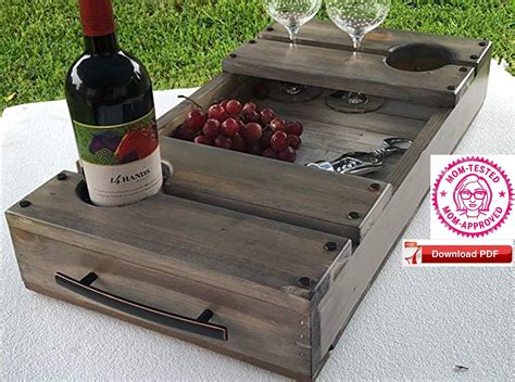 Make a serving tray using recycled wood. Wine Serving Tray Plan/Serving Tray Plan/Wood Serving Tray ...