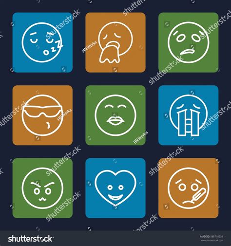 Emoji Icons Set Set 9 Emoji Stock Vector Royalty Free 588718259