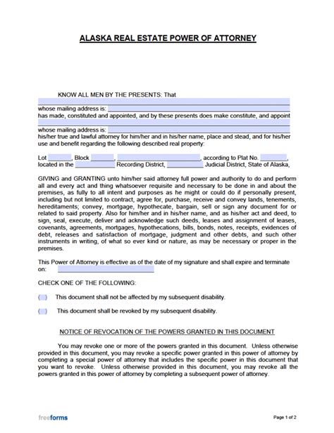 Printable Power Of Attorney Form Alaska Printable Forms Free Online