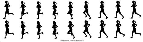 Man Run Cycle Animation Sprite Sheet Silhouette Stock Illustration