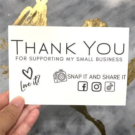 Thank You For Supporting My Small Business Cards 4x6 White Etsy