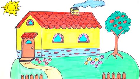 But many don't realize that the same fact applies to the exterior of your house as well. Simple Drawing and Coloring House for Kids with Colored ...