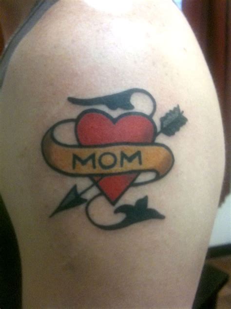 Tradittional Heart And Mom Tattoo By Blaze Schwaller Tattoonow