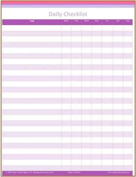 Microsoft Excel Templates 9 Daily Checklist Excel Templates