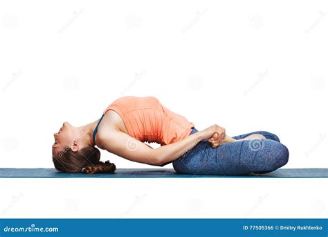 Beautiful Sporty Fit Yogi Girl Practices Yoga Asana Matsyasana Stock Photo Image Of Training