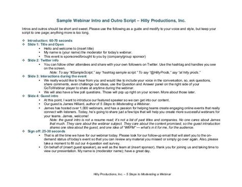 Moderator Script For Webinar